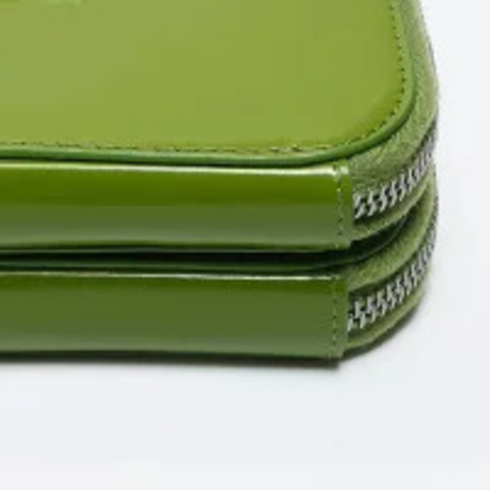 Prada Triangle Logo Peach Patent Vernis Chain Shoulder Bag Green - Picture 6 of 13